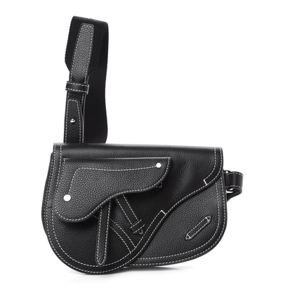 Christian Dior X KAWS Grained Calfskin Saddle Pouch Black 1 of 8