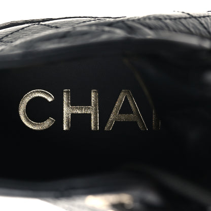 Chanel Crumpled Lambskin Patent Cap Toe CC Stitched High Top Sneakers 37.5 Black 8 of 8