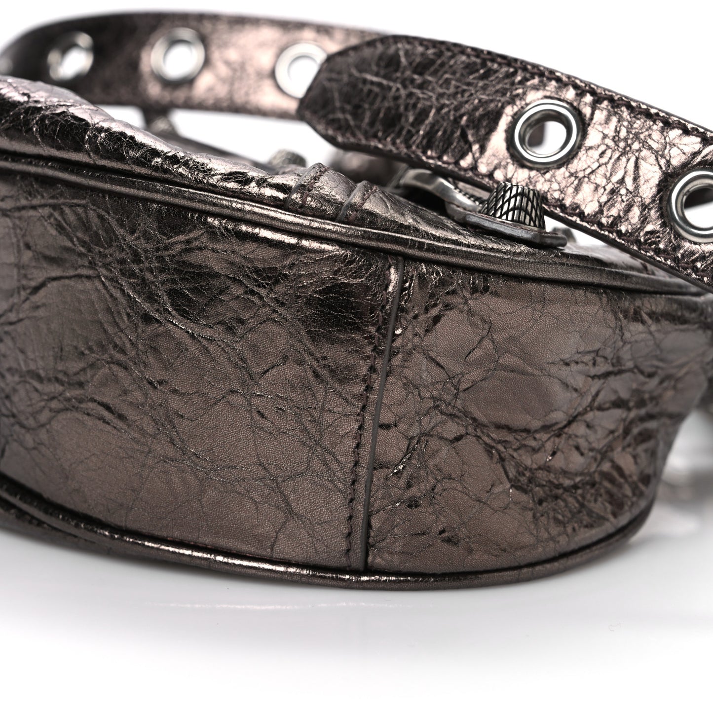Metallic Agneau Arena Le Cagole Shoulder Bag XS Dark Bronze