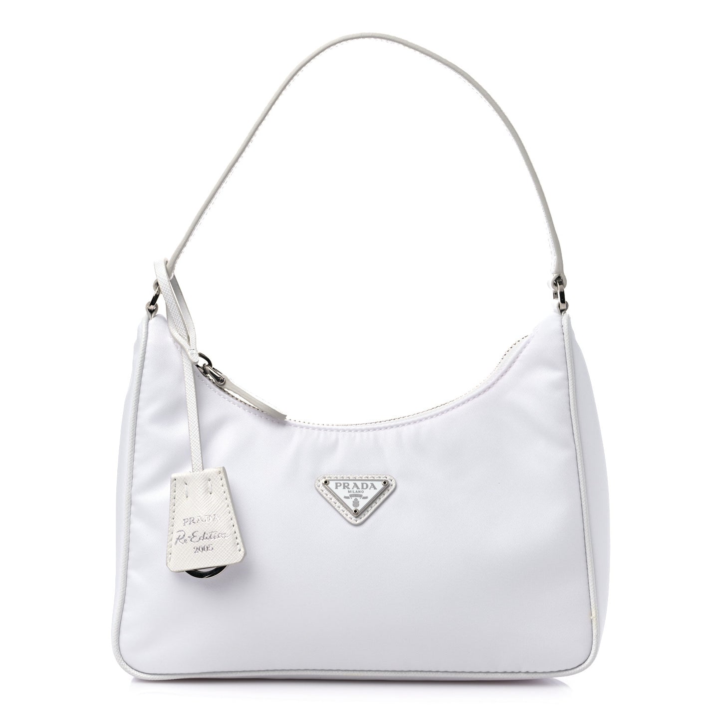 Re-Nylon Saffiano Mini Re-Edition 2005 Bag White