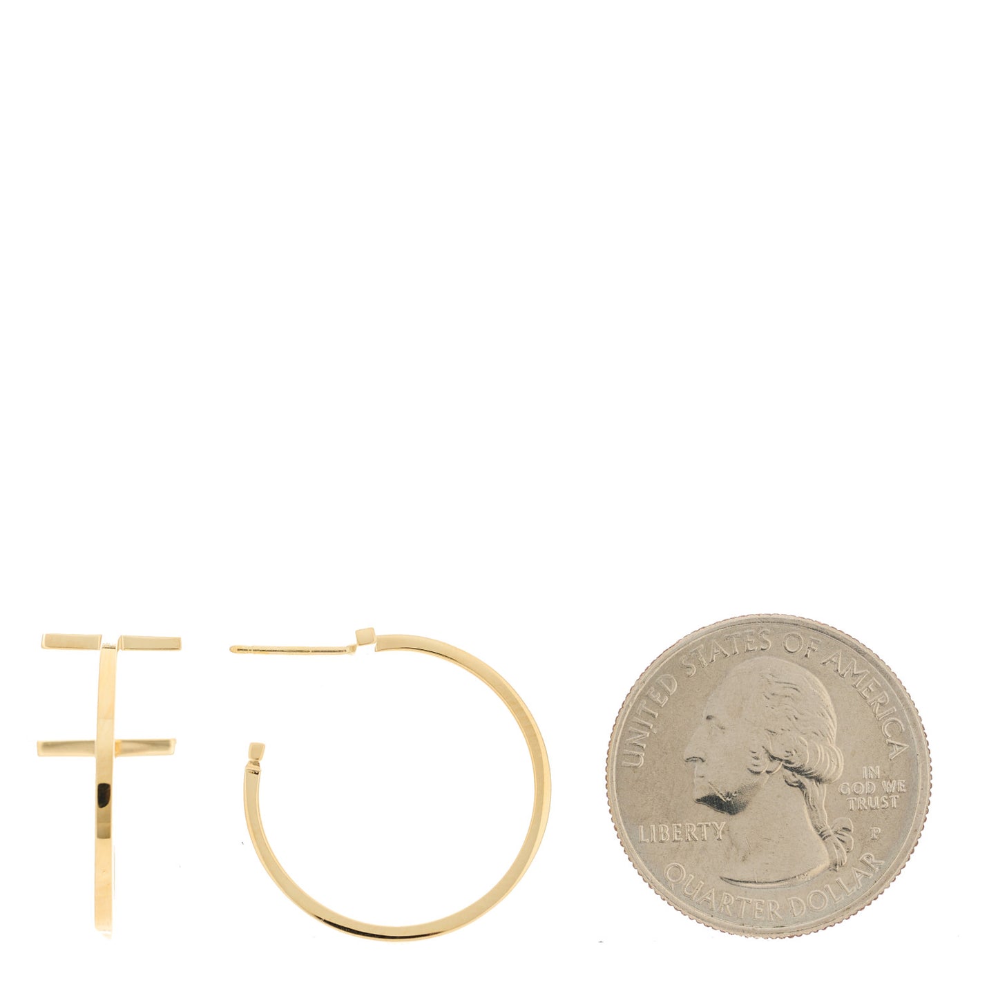 18K Yellow Gold Medium T Wire Hoop Earrings