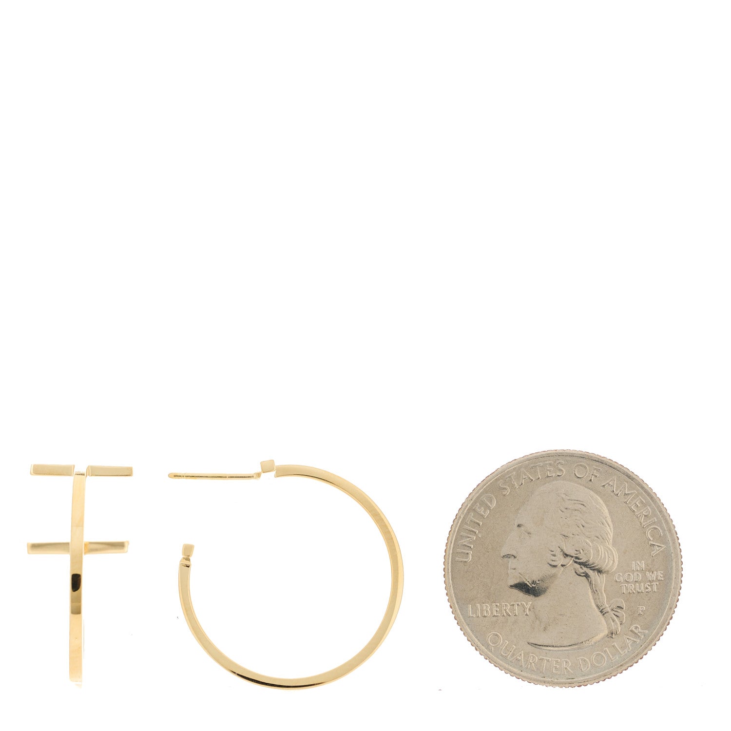 Tiffany 18K Yellow Gold Medium T Wire Hoop Earrings 2 of 5