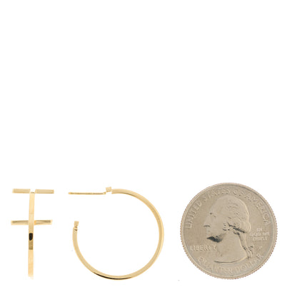 Tiffany 18K Yellow Gold Medium T Wire Hoop Earrings 2 of 5