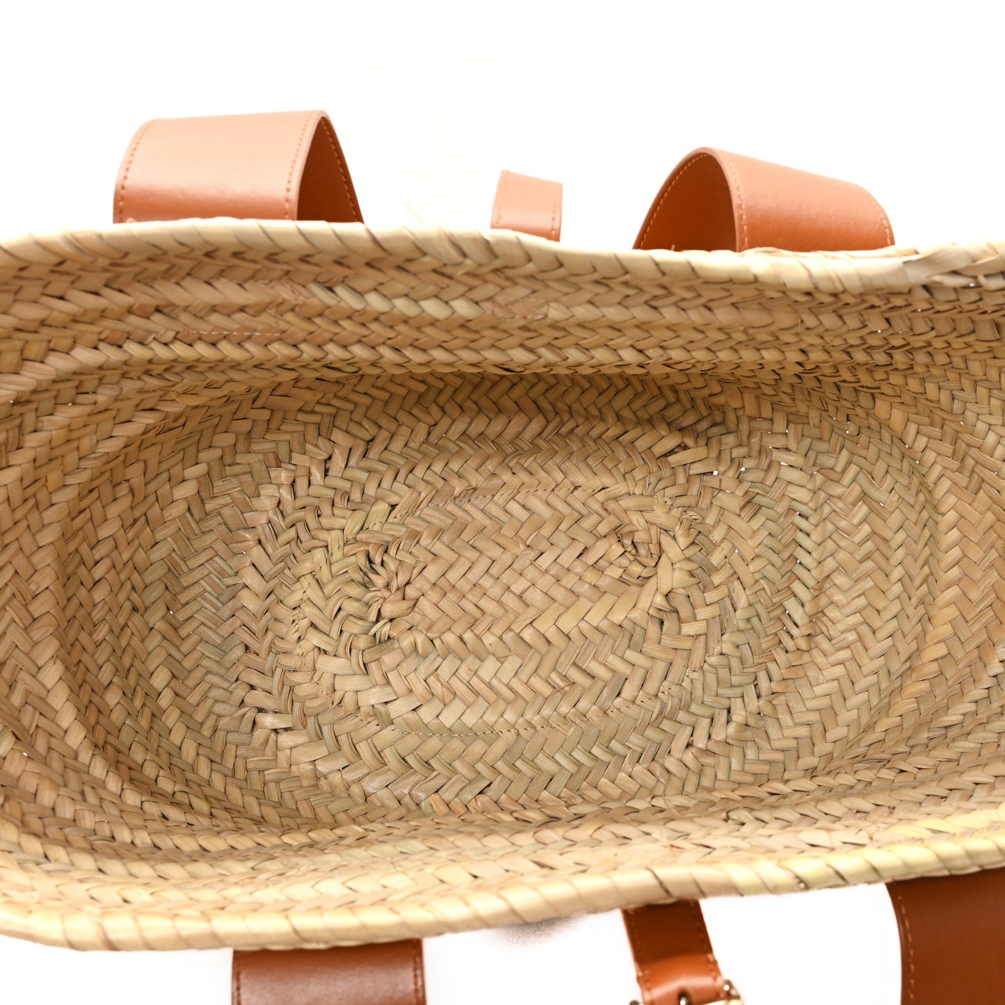 Raffia Smooth Calfskin Medium Sense Basket Caramel