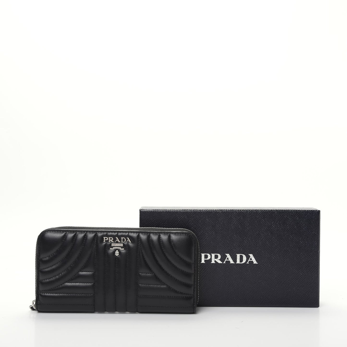 Soft Calfskin Diagramme Zip Around Wallet Black