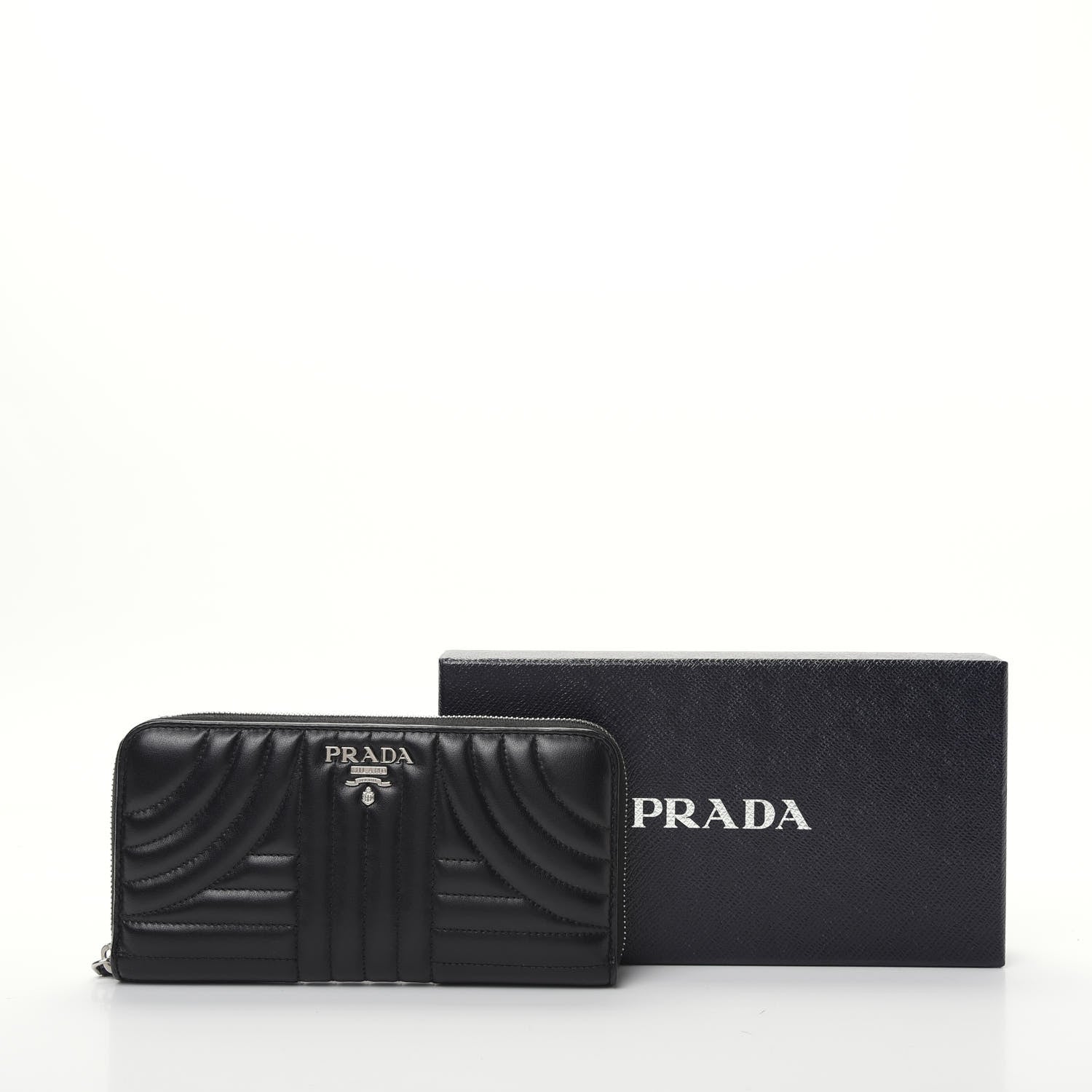 Prada Soft Calfskin Diagramme Zip Around Wallet Black 7 of 7