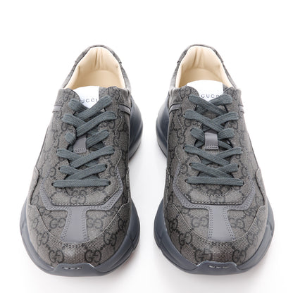 Gucci GG Supreme Monogram Apollo Calfskin Mens Rhyton Sneakers 6.5 Grey Black Graphite Grey 2 of 9
