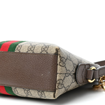 Gucci GG Supreme Monogram Textured Dollar Calfskin Web Small Ophidia Dome Shoulder Bag Beige Ebony New Acero 9 of 10
