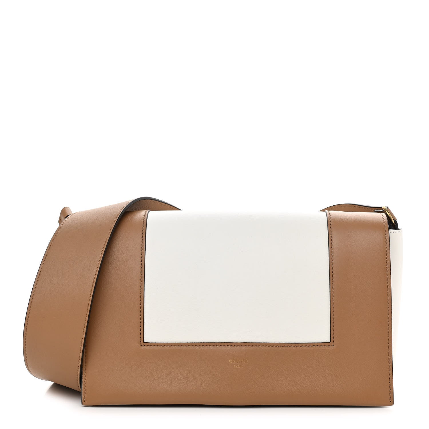 Celine Shiny Smooth Calfskin Medium Frame Shoulder Bag Tan Optic White 1 of 11