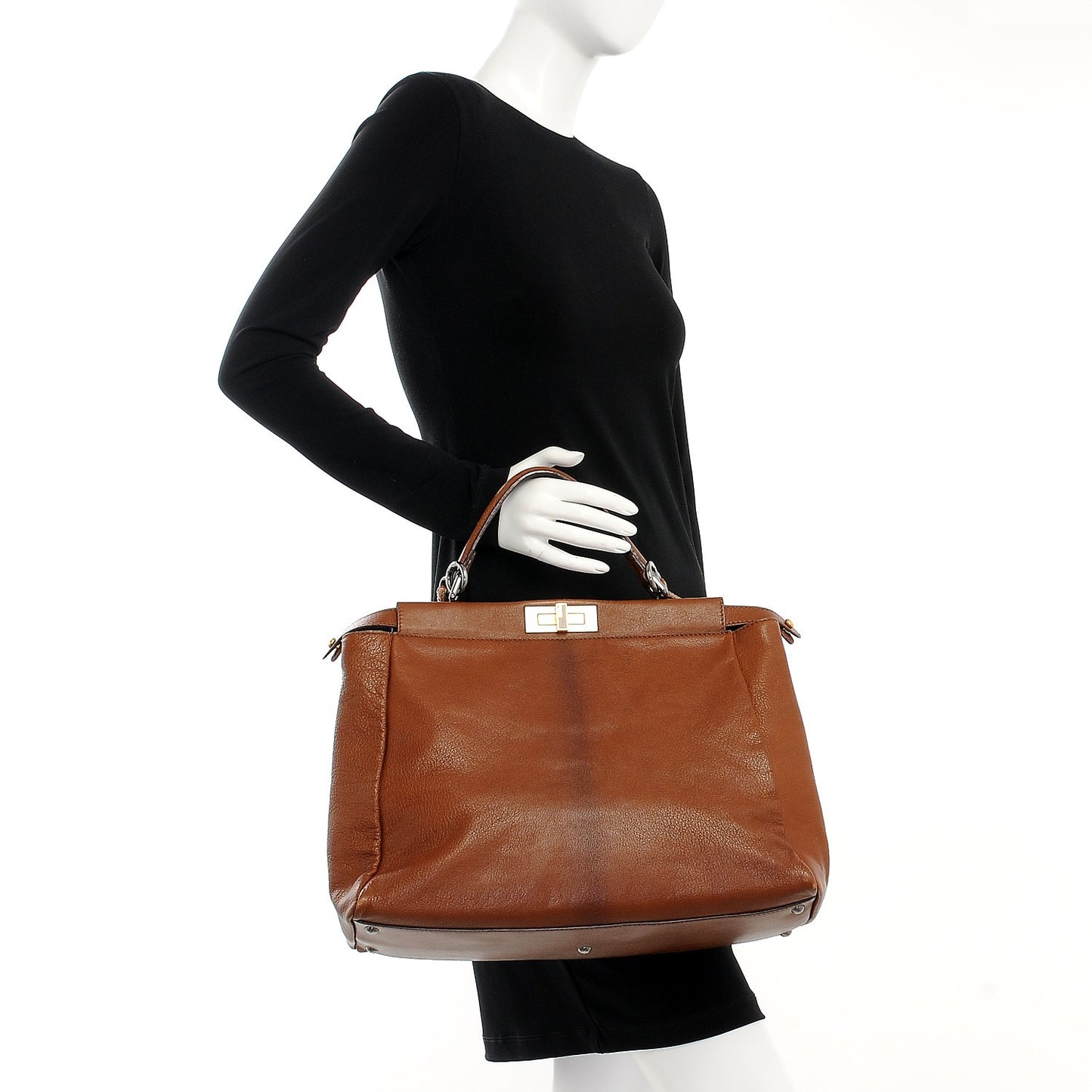 Goatskin Zucca Large Peekaboo Iconic Satchel Cuoio Tobacco Moro