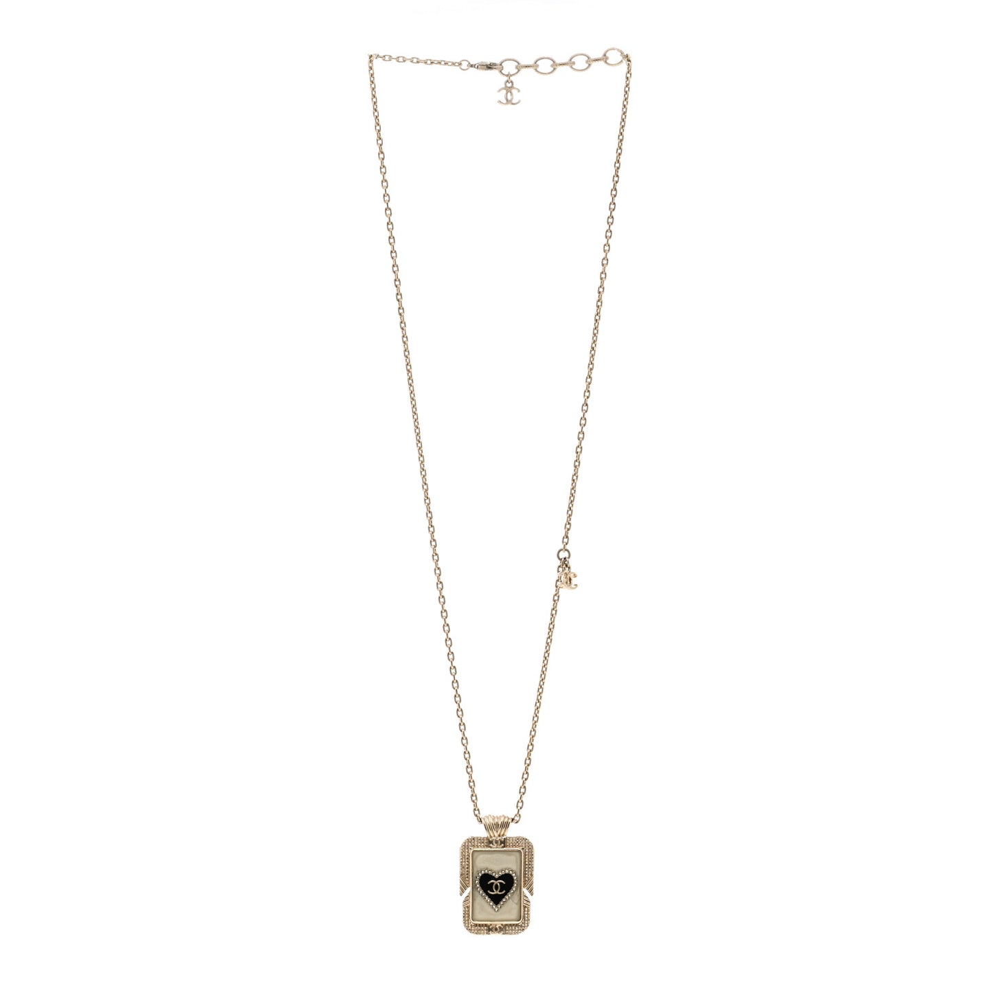 Metal Resin Enamel Crystal CC Necklace Gold Black White