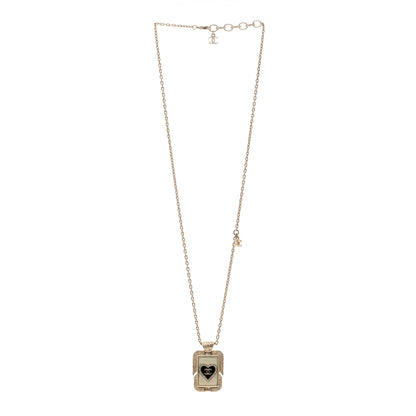 Chanel Metal Resin Enamel Crystal CC Necklace Gold Black White 3 of 7