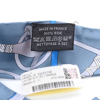 Hermes Silk Panoplie Equestre Twilly Gris Ciel Orange 2 of 5
