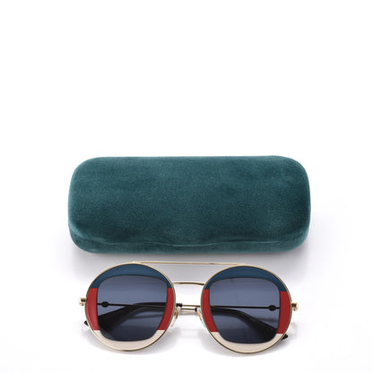 Gucci Round Frame Sylvie Web Sunglasses GG0105S Gold 9 of 9