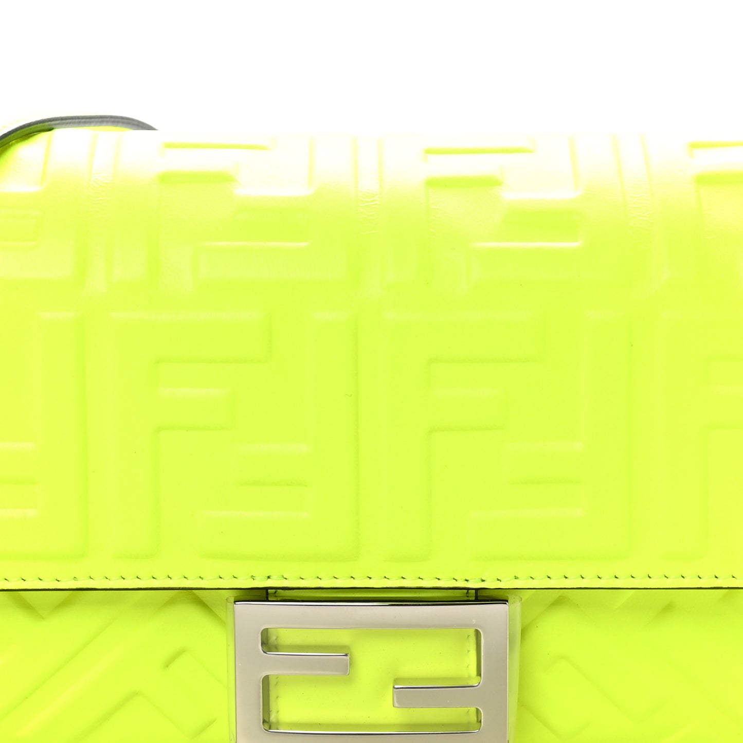 Nappa FF 1974 Embossed Baguette Yellow Fluo