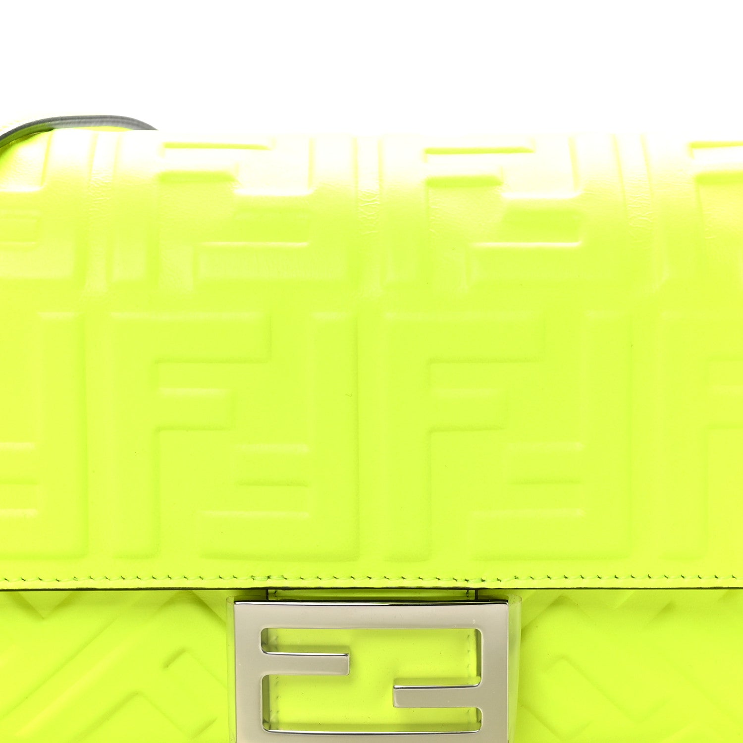Fendi Nappa FF 1974 Embossed Baguette Yellow Fluo 8 of 10