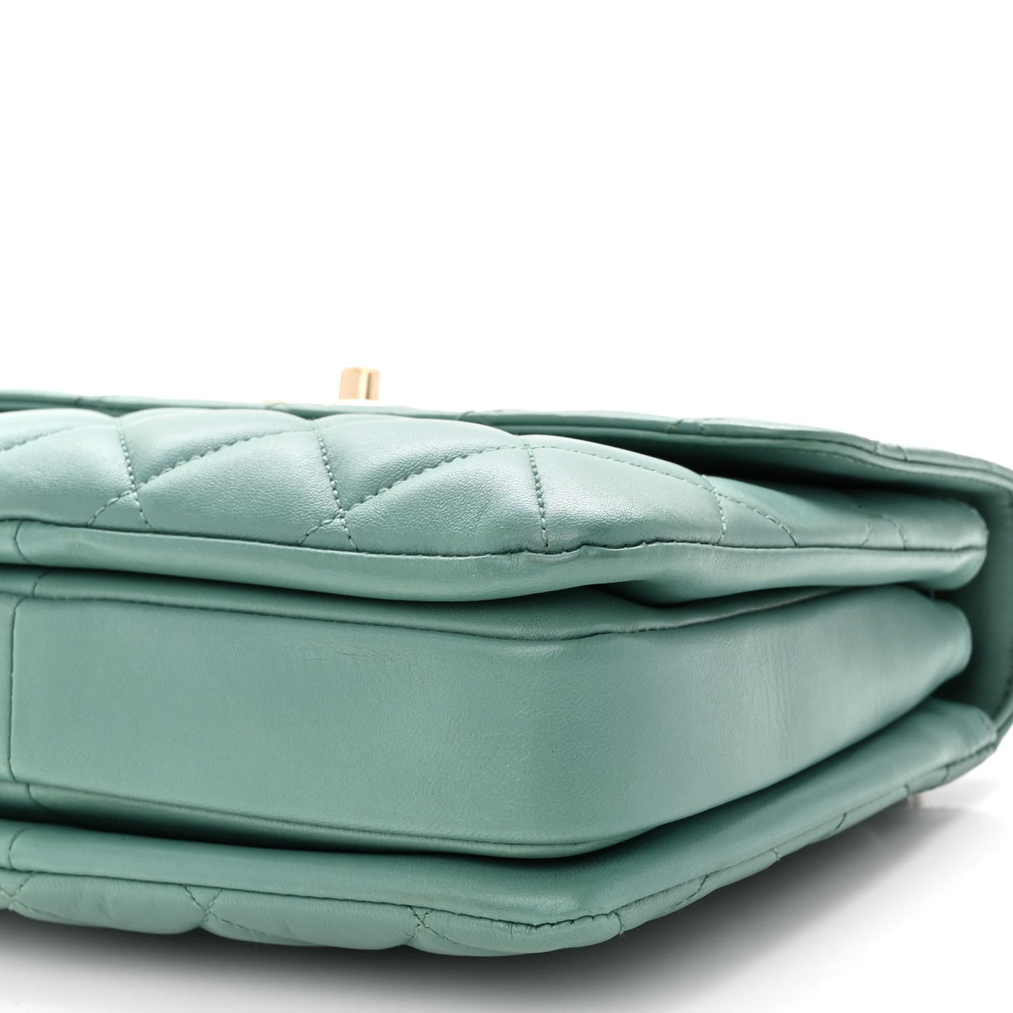 Lambskin Quilted Small Trendy CC Flap Dual Handle Bag Green