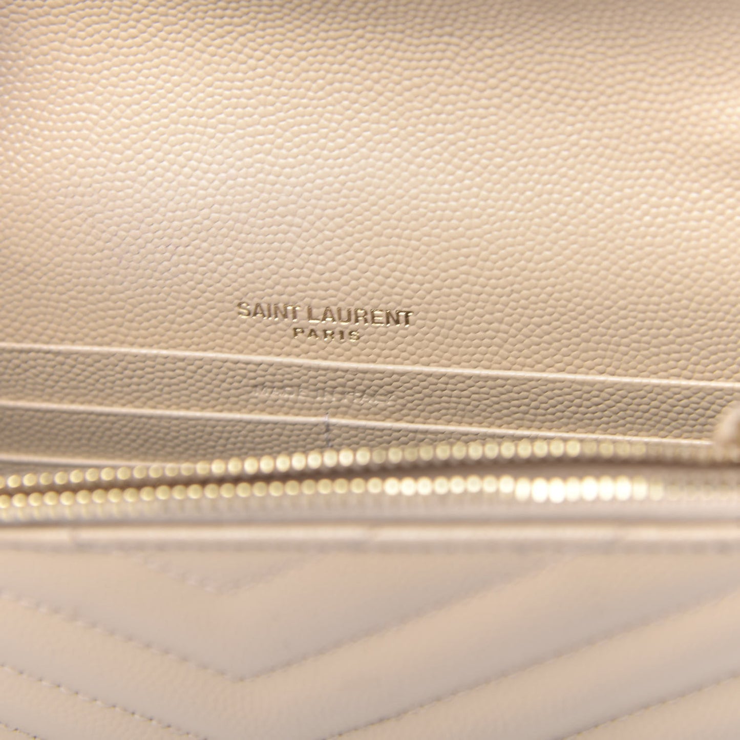 Grain De Poudre Matelasse Chevron Monogram Envelope Chain Wallet Nude Powder