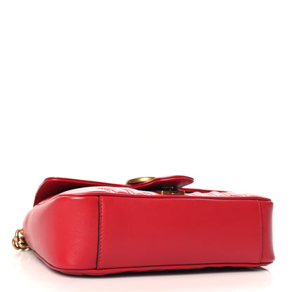Gucci Calfskin Matelasse Mini GG Marmont Shoulder Bag Hibiscus Red 4 of 10