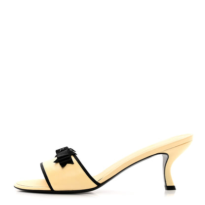 Chanel Lambskin Bow Mules 39.5 Beige Black 1 of 9