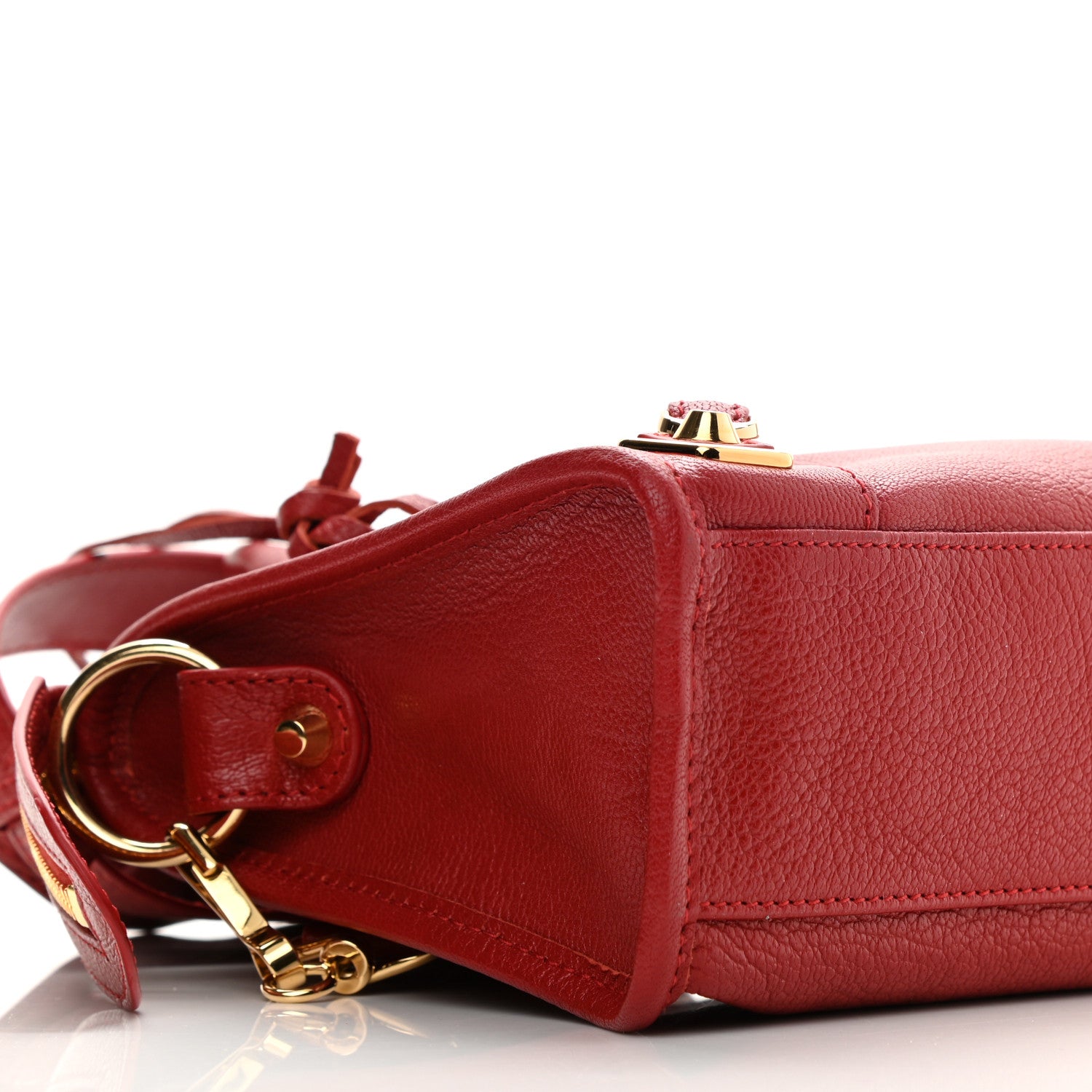 Balenciaga Chevre Gold Metallic Edge Hardware Mini City Rouge Groseille 9 of 10