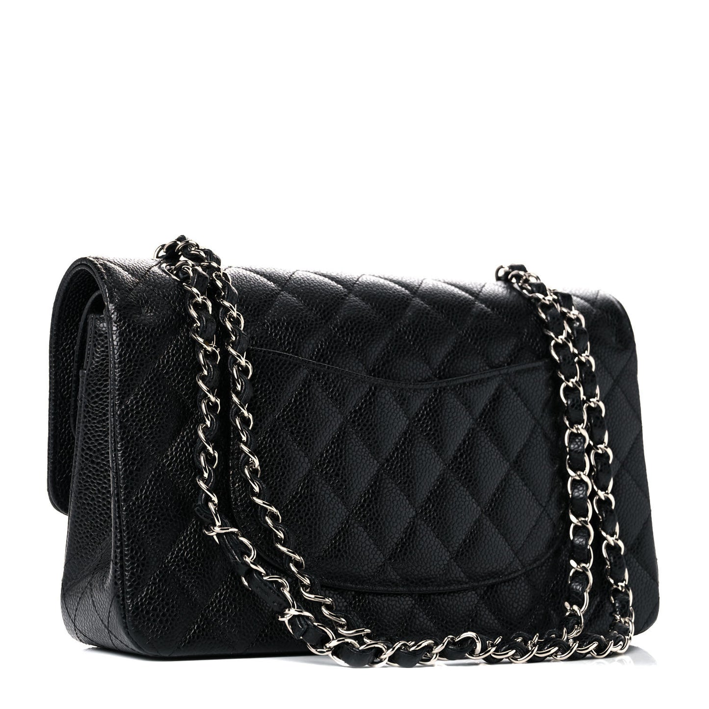 Caviar Quilted Medium Double Flap Black