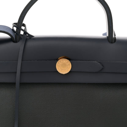 Hermes Toile H Berline Vache Hunter Herbag Zip PM 31 Black Bleu Nuit 9 of 11