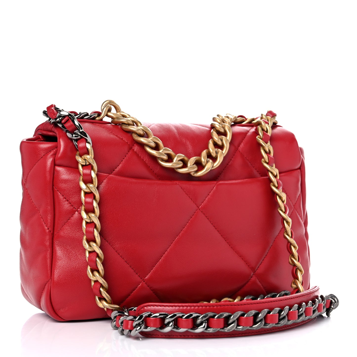 Lambskin Quilted Medium Chanel 19 Flap Red