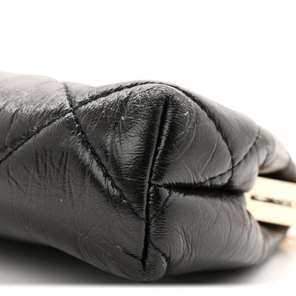 Chanel Shiny Aged Lambskin Quilted Kiss Lock Clutch With Chain Black 10 of 10
