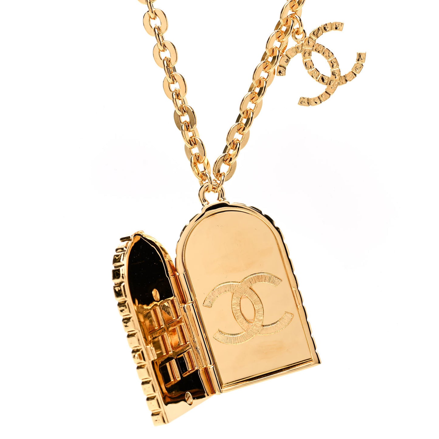 Metal 31 Rue Cambon Door Long Necklace Gold