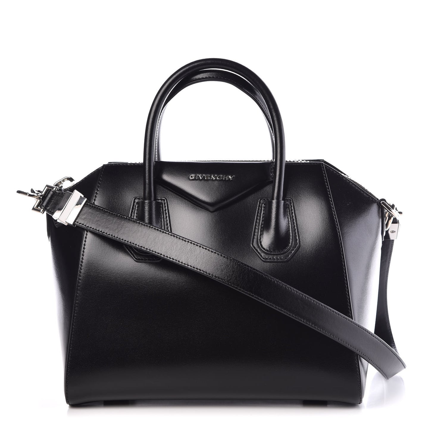 Shiny Lord Calfskin Small Antigona Black