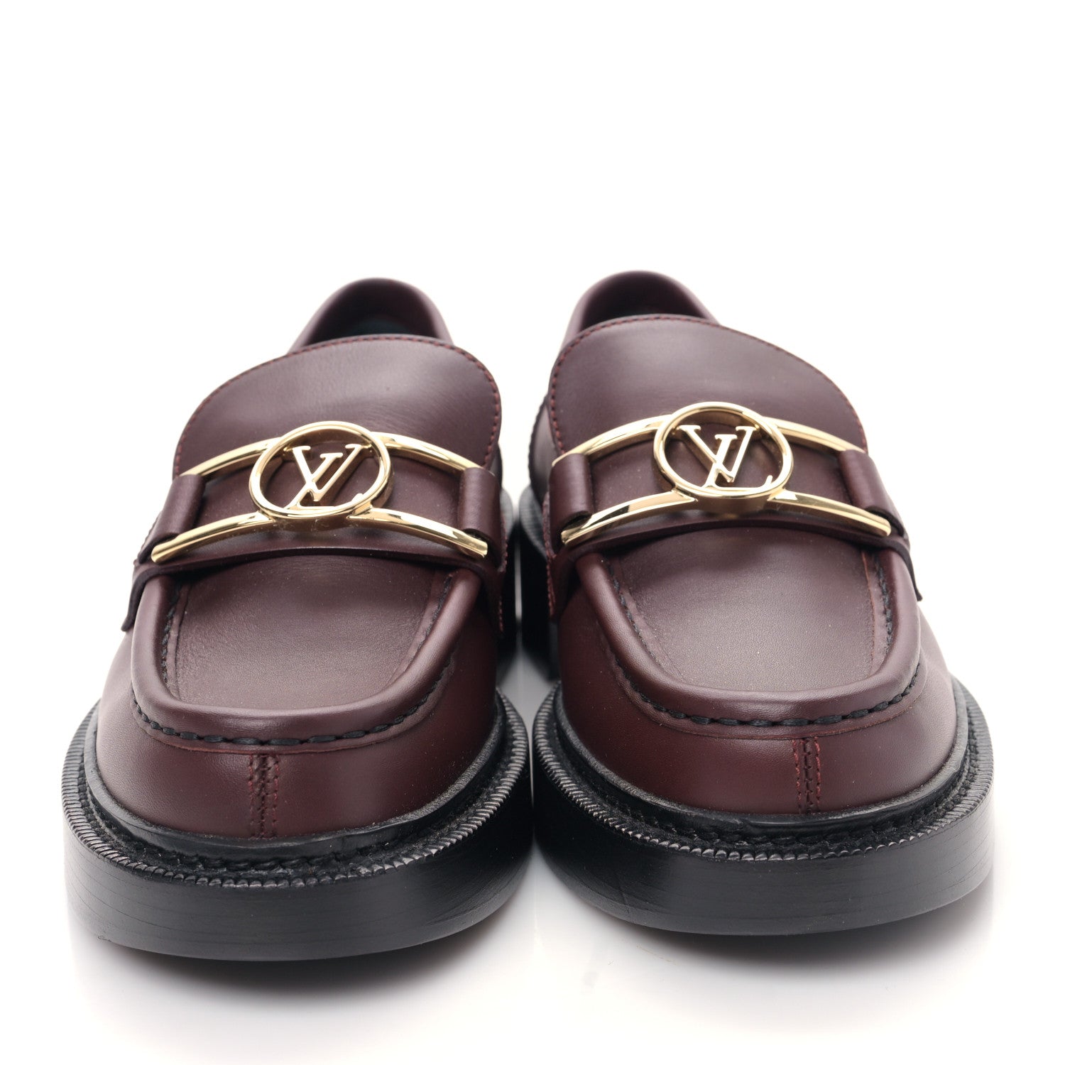 Louis Vuitton Calfskin Academy Loafers 37.5 Burgundy 2 of 7