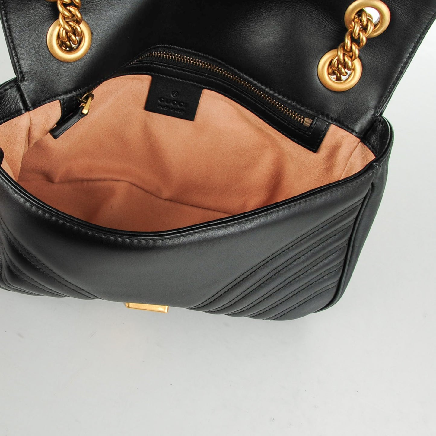 Calfskin Matelasse Small GG Marmont Shoulder Bag Black