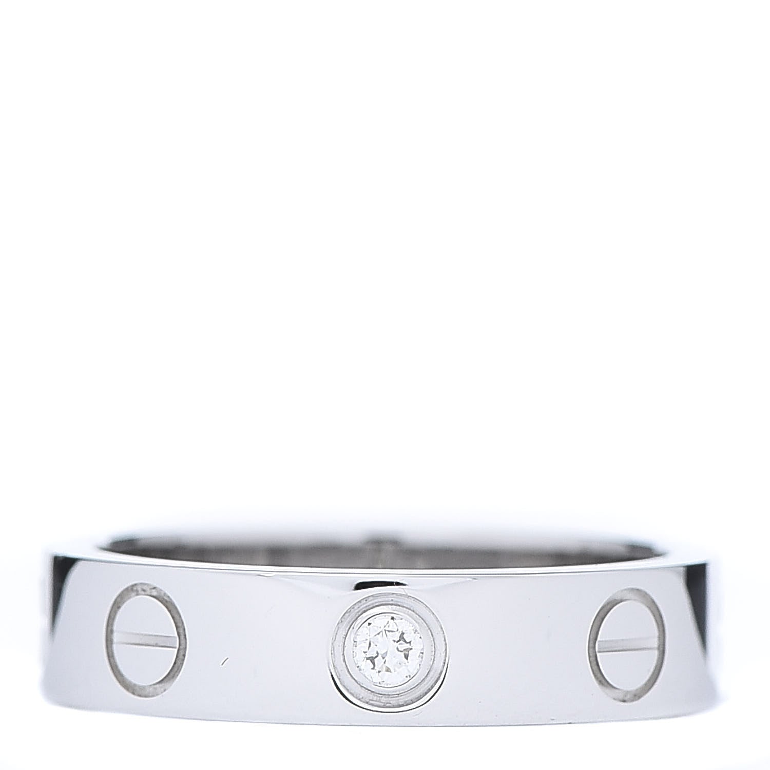 Cartier 18K White Gold Diamond 4mm LOVE Wedding Band Ring 46 3.75 1 of 5
