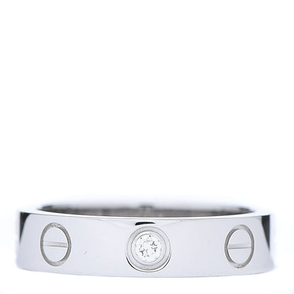Cartier 18K White Gold Diamond 4mm LOVE Wedding Band Ring 46 3.75 1 of 5