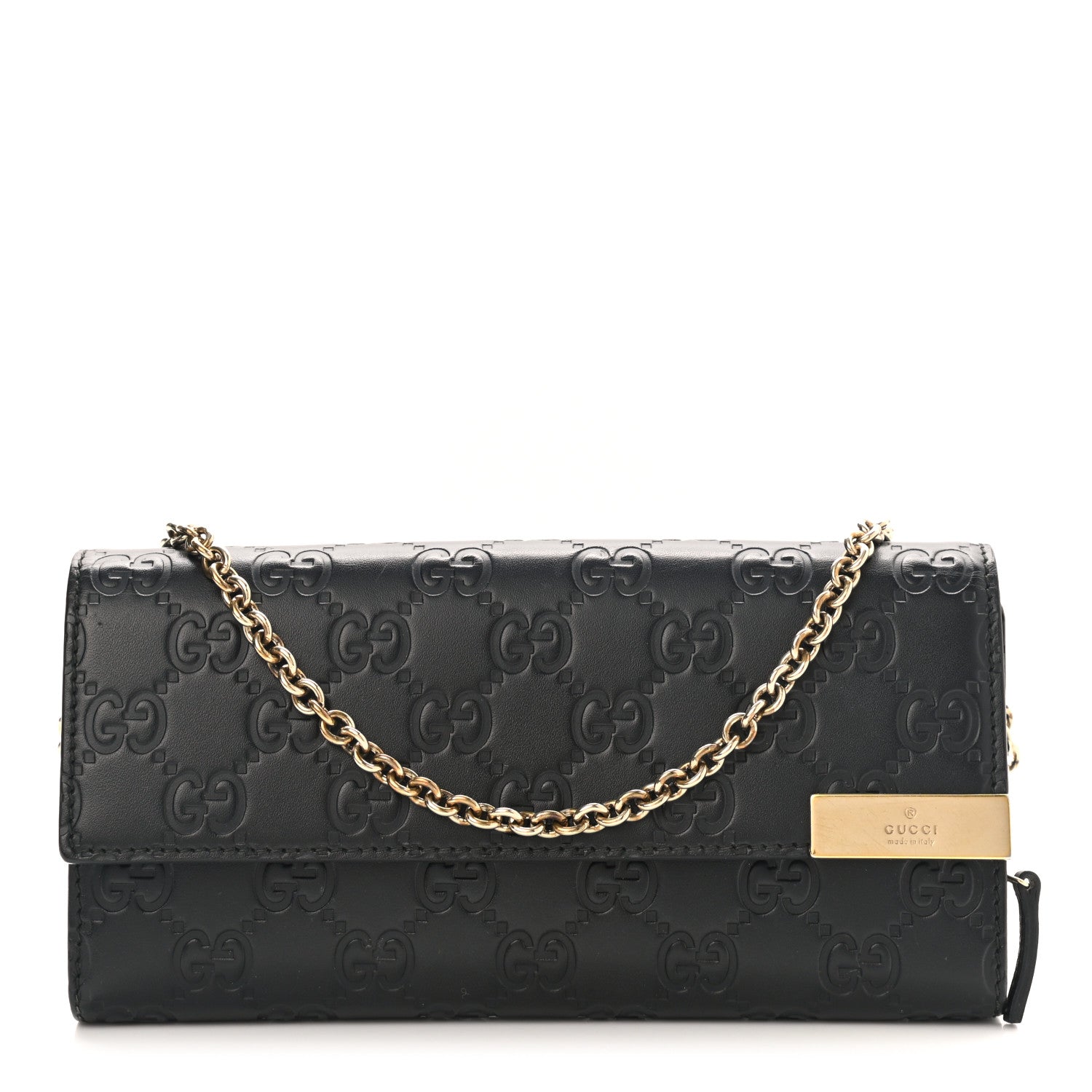 Gucci Guccissima Signature Dice Chain Wallet Black 1 of 8