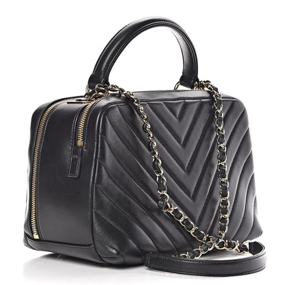 Chanel Lambskin Chevron Quilted Small Trendy CC Bowling Bag Black 3 of 14
