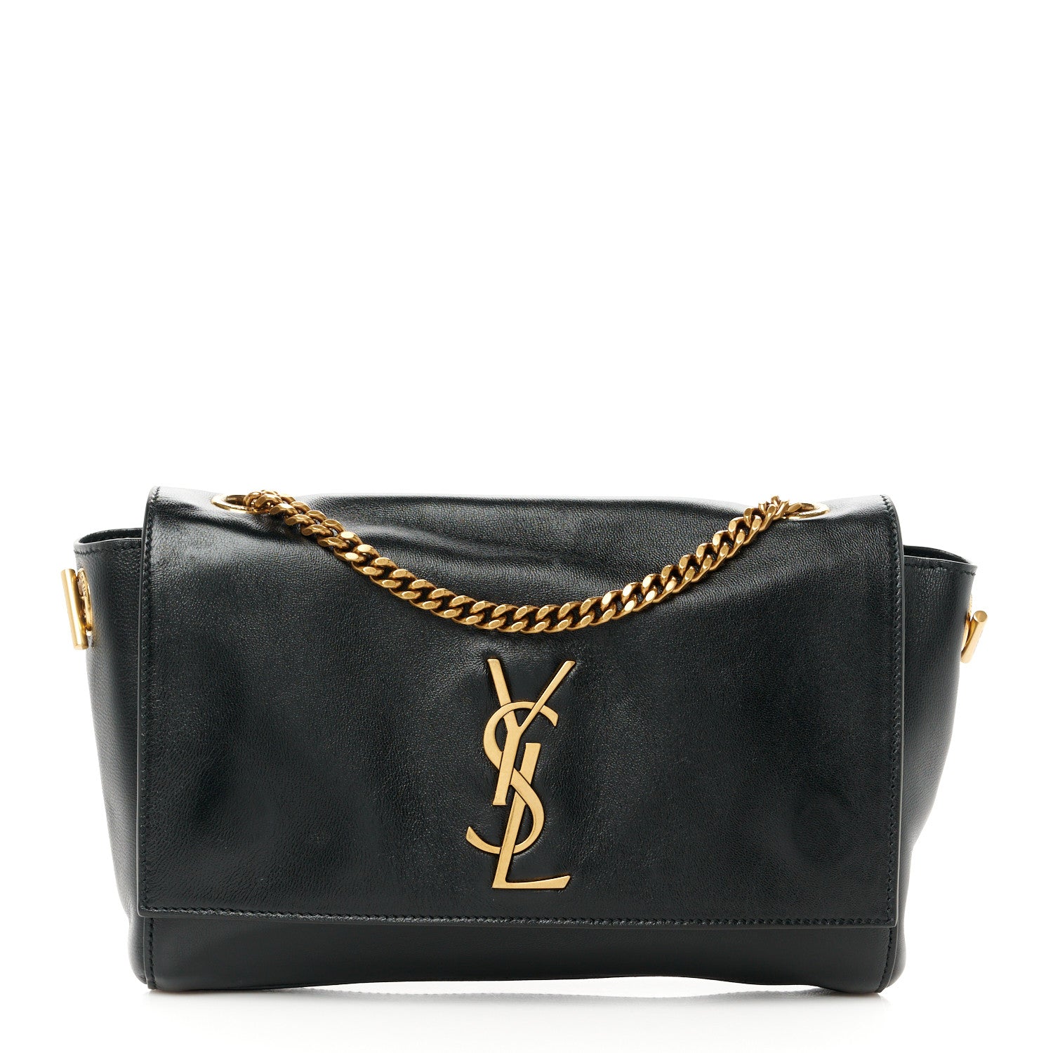 Saint Laurent Smooth Calfskin Suede Small Reversible Monogram Kate Satchel Black 3 of 17