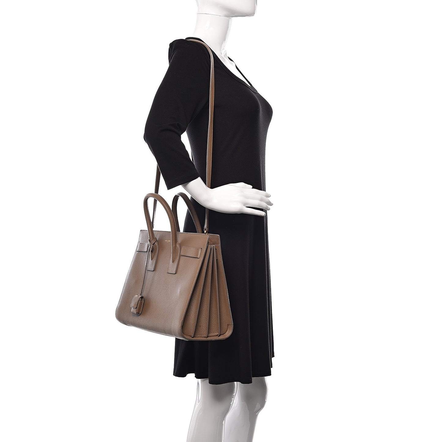 Grained Calfskin Small Sac De Jour Taupe