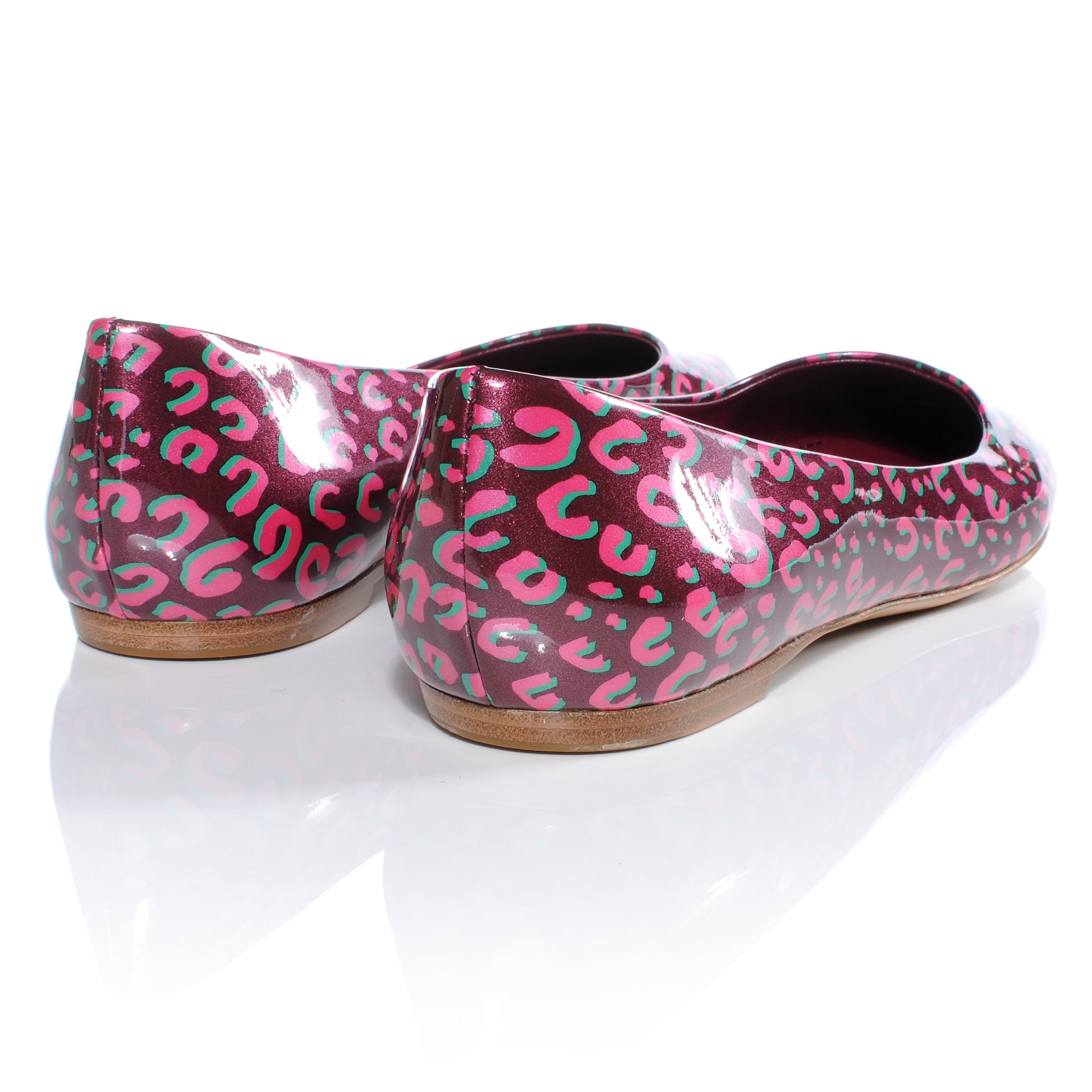 Louis Vuitton Patent Leopard Ballet Flats 38 Rouge Fauviste 2 of 7