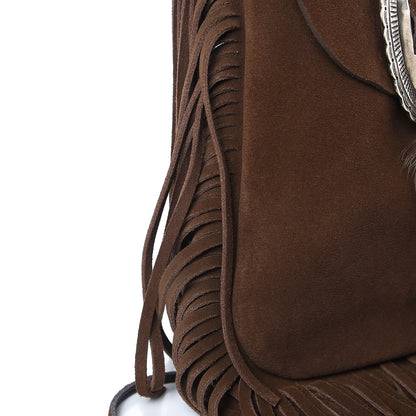 Saint Laurent Suede Fringe Flat Anita Crossbody Bag Coffy Marrone 9 of 10