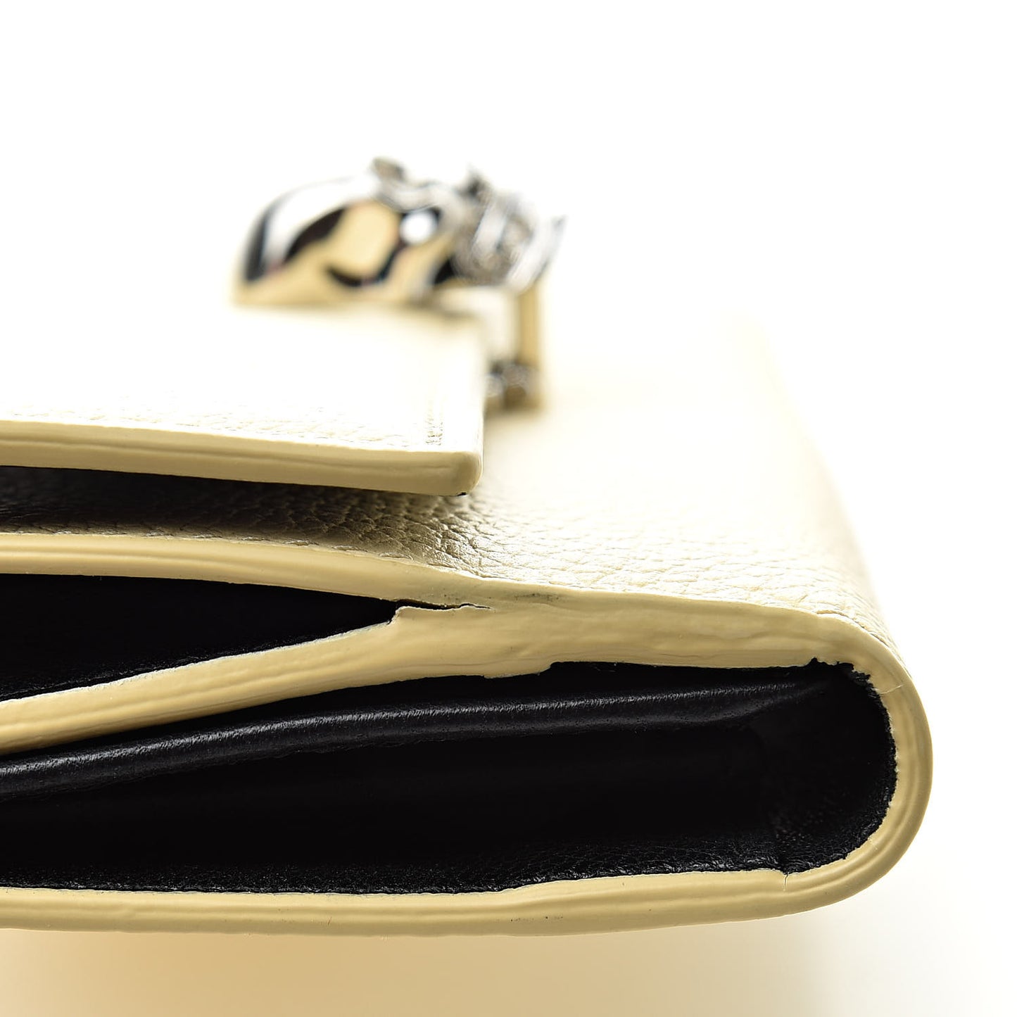 Small Grained Calfskin Skull Continental Wallet Lemon