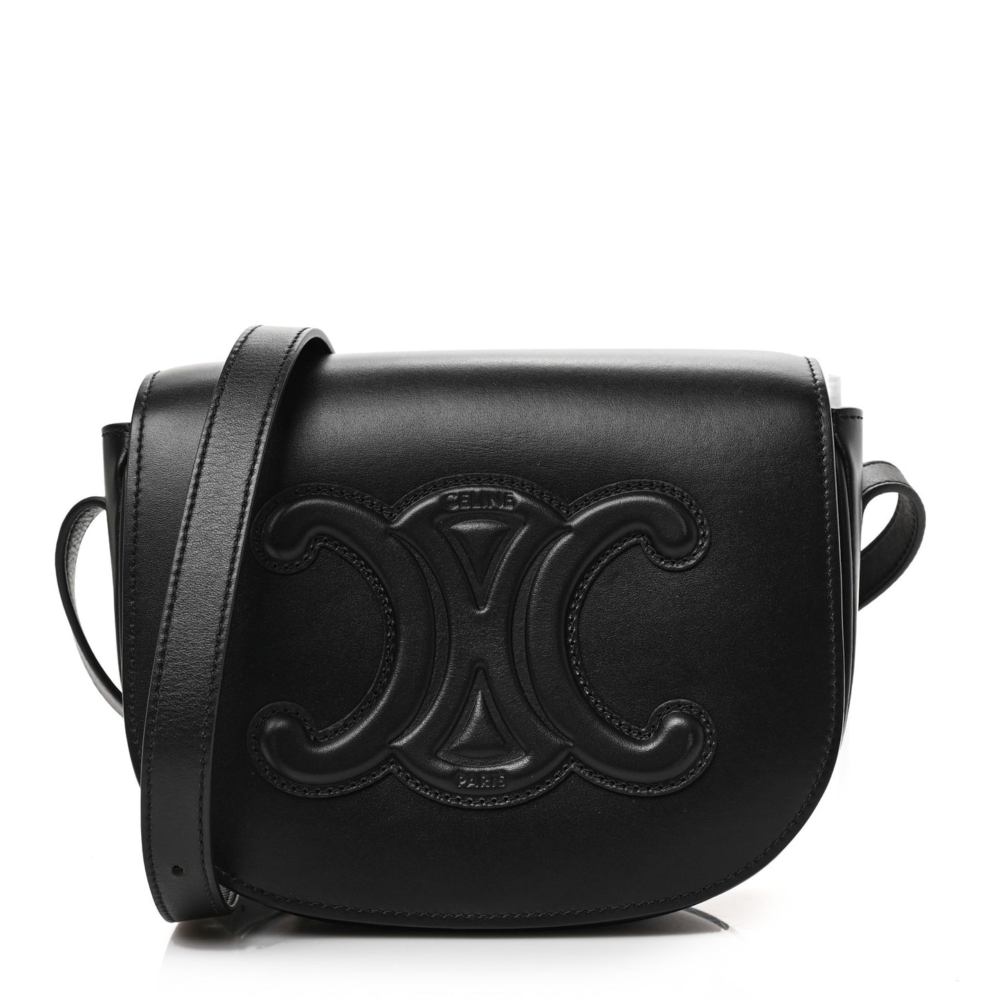 Smooth Calfskin Cuir Triomphe Folco Crossbody Bag Black