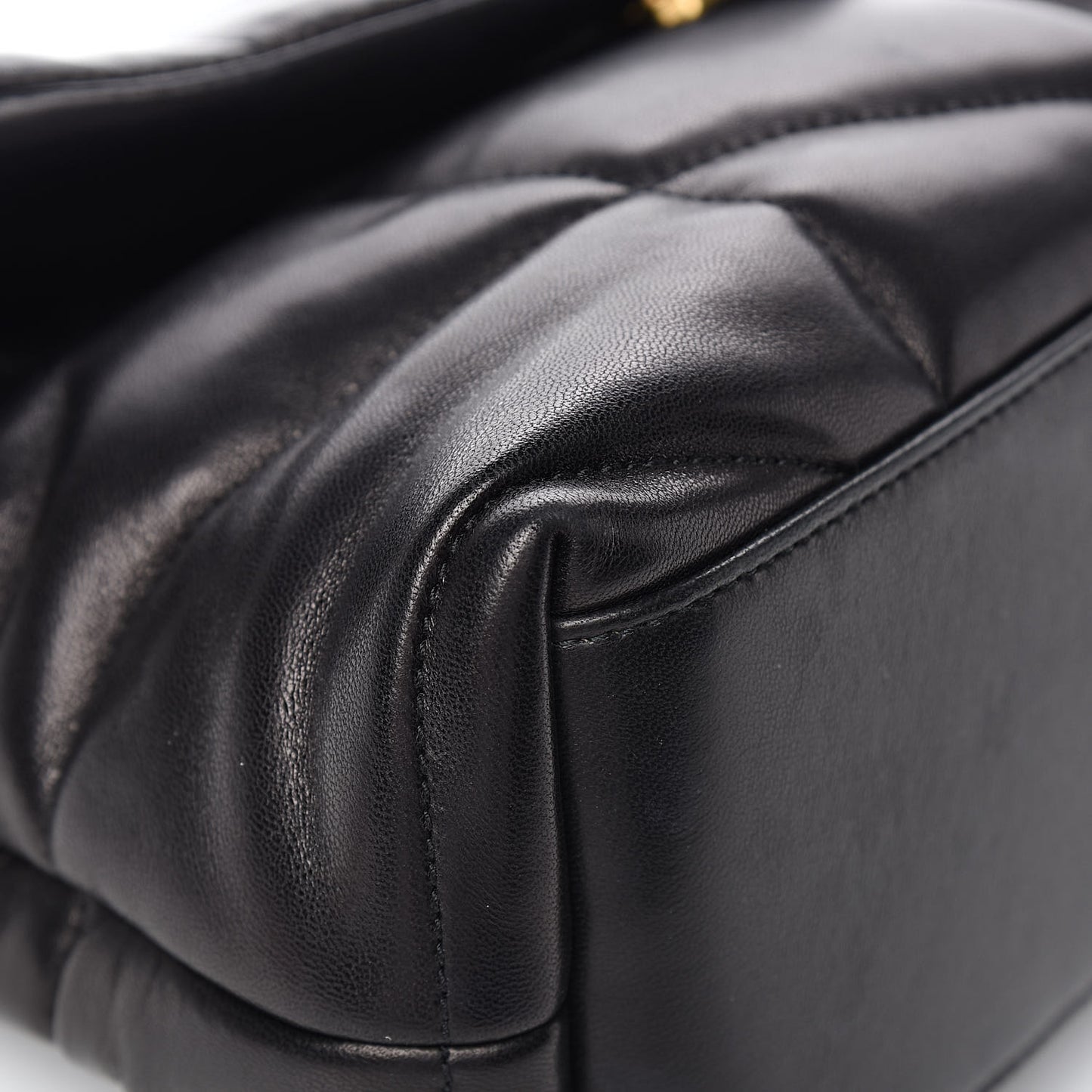 Lambskin Quilted Small Loulou Puffer Monogram Chain Satchel Black