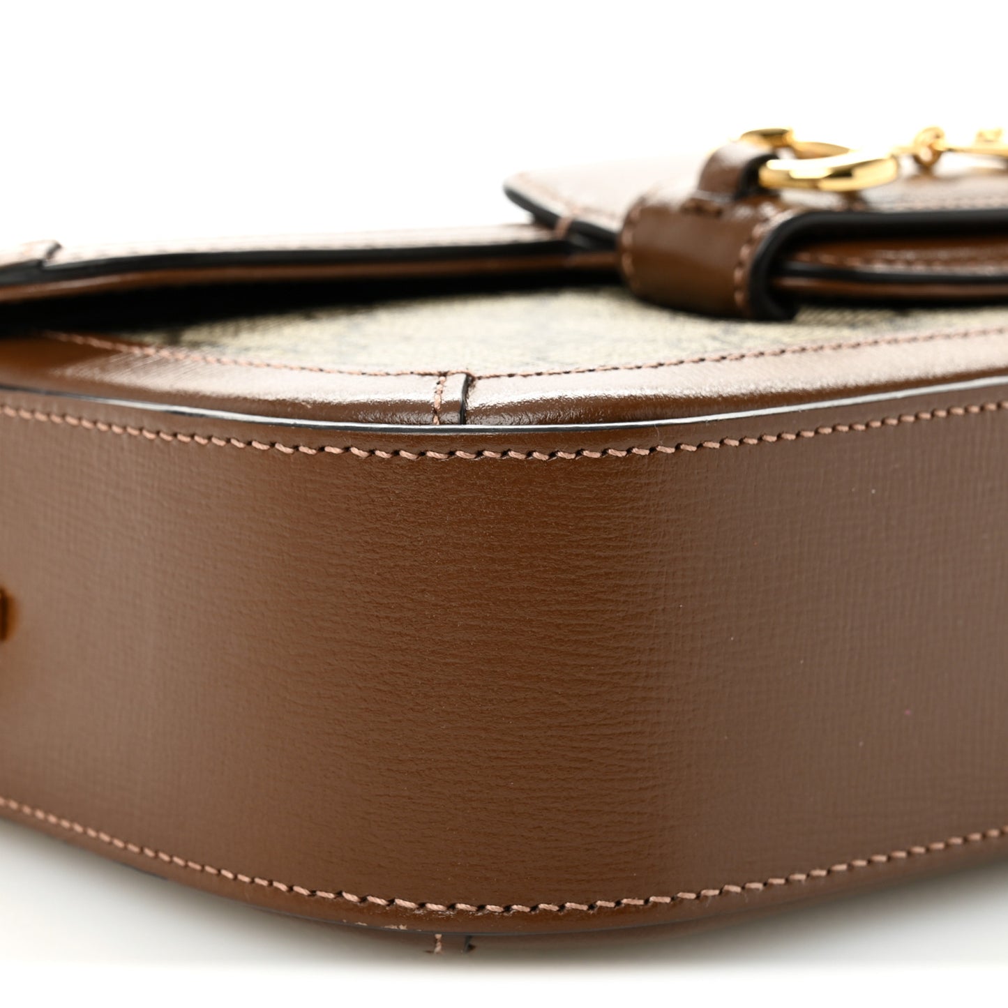 GG Supreme Monogram Small Horsebit 1955 Chain Shoulder Bag Beige Ebony Brown Sugar
