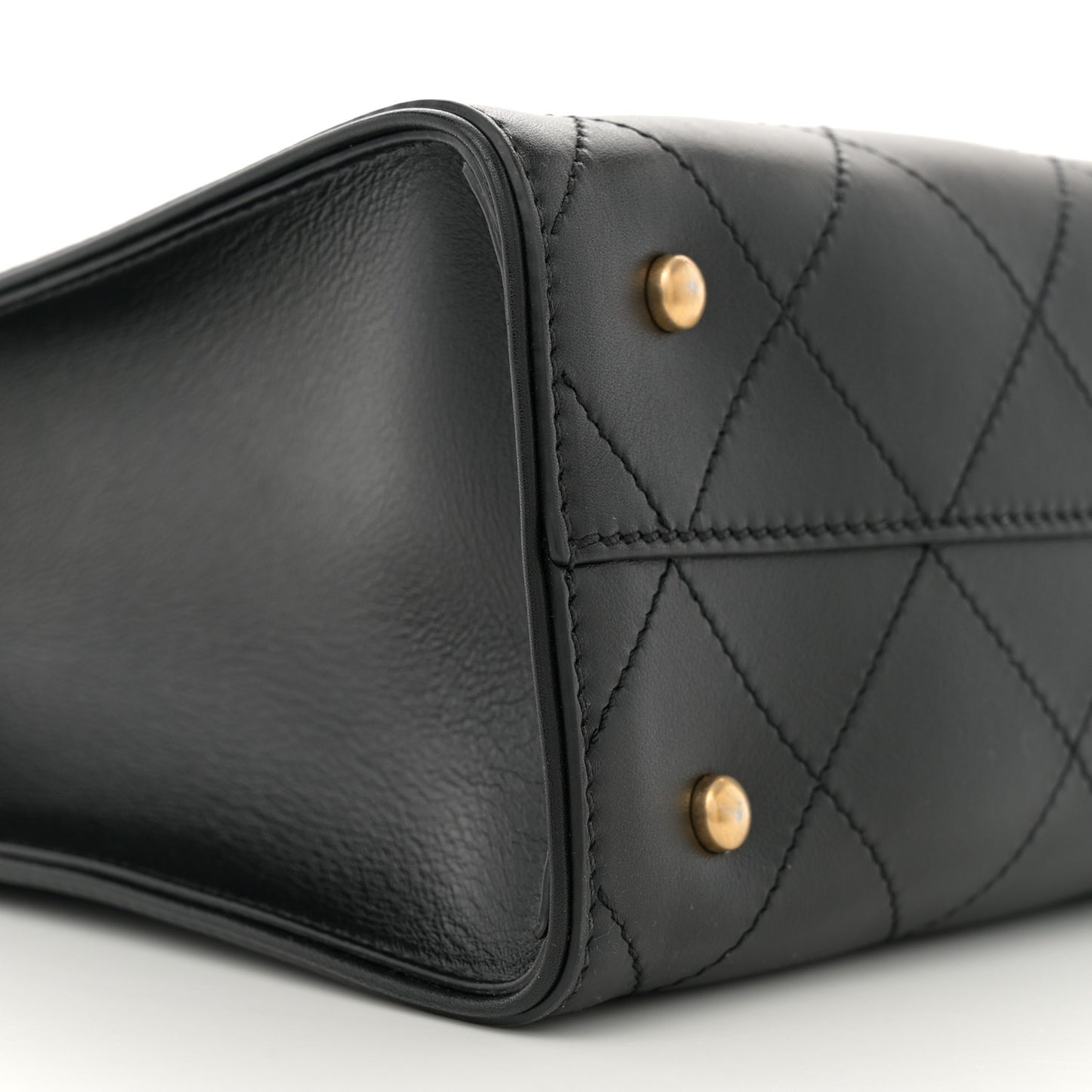 Calfskin Stitched Large Shopping Tote Black