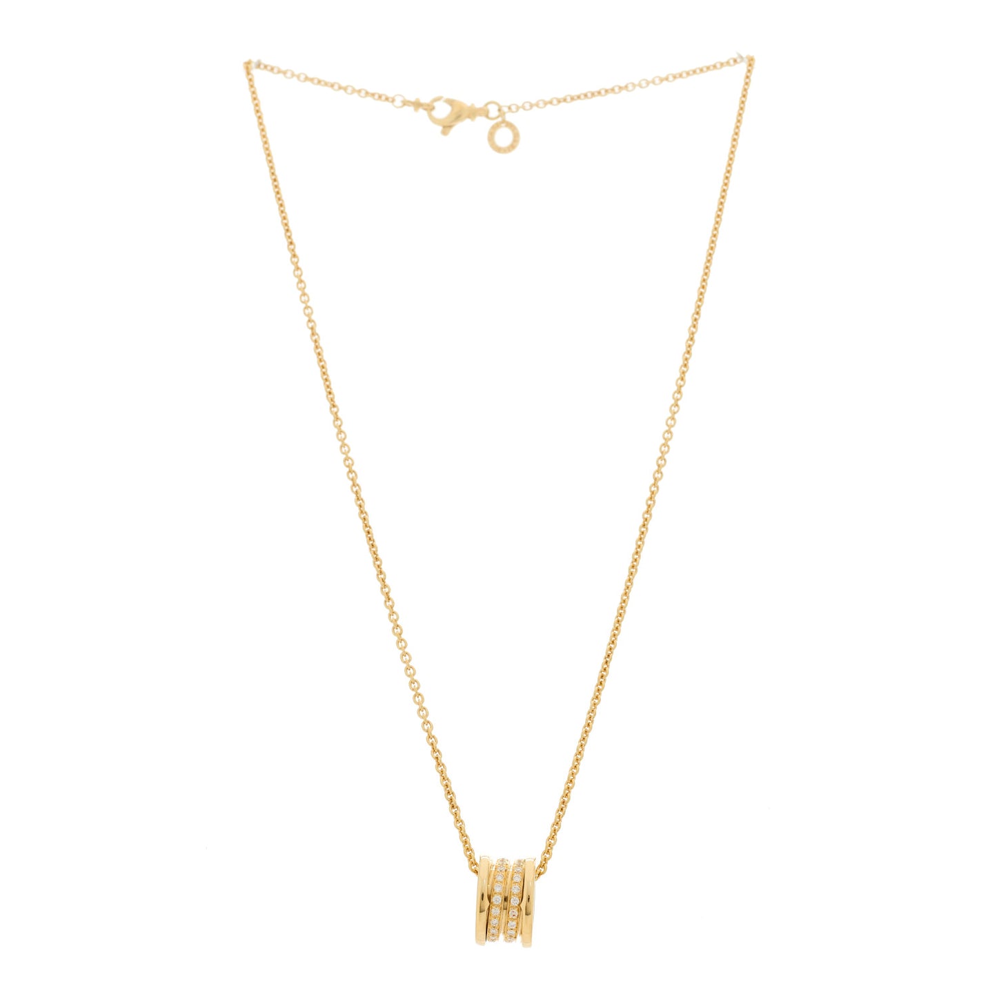 18K Yellow Gold Diamond B.Zero1 Pave Pendant Necklace