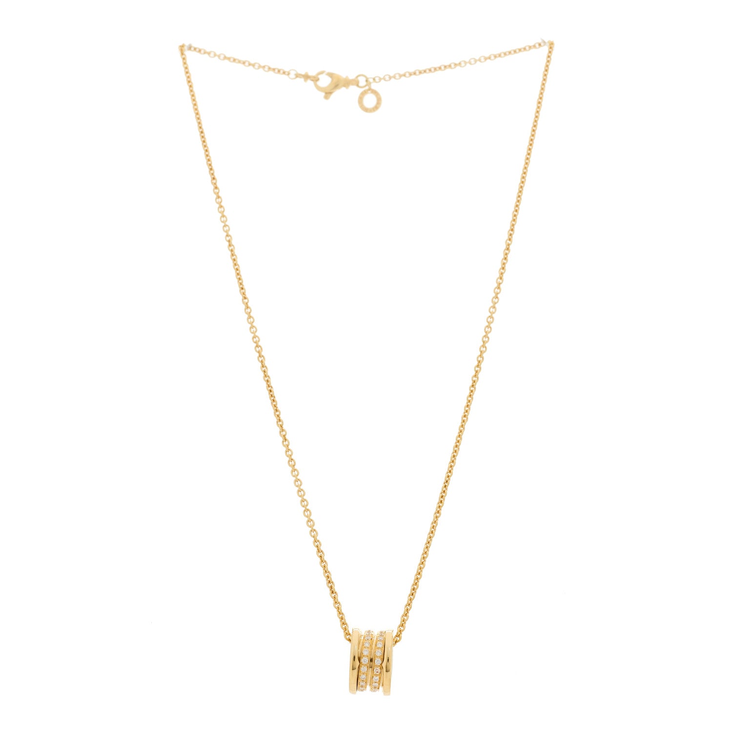 Bulgari 18K Yellow Gold Diamond B.Zero1 Pave Pendant Necklace 3 of 8
