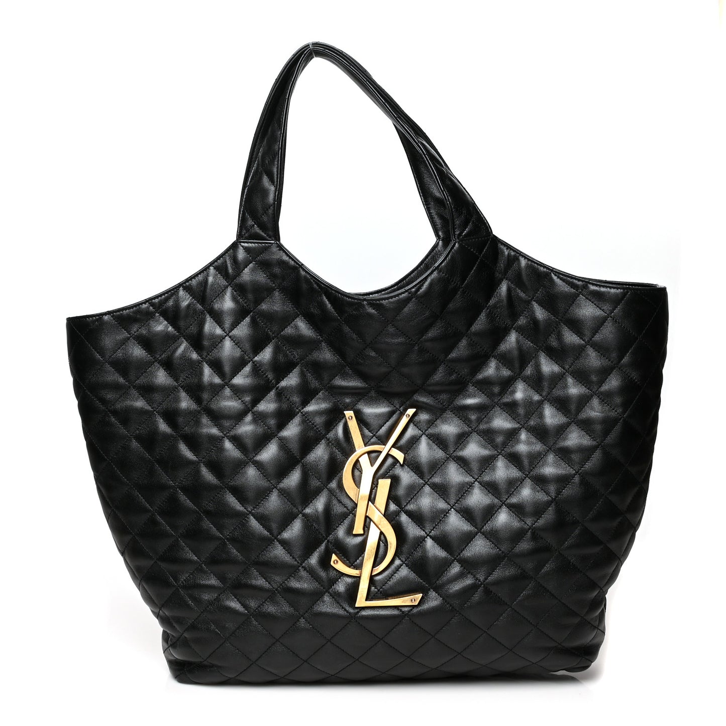 Lambskin Quilted Maxi Icare Shopping Tote Black