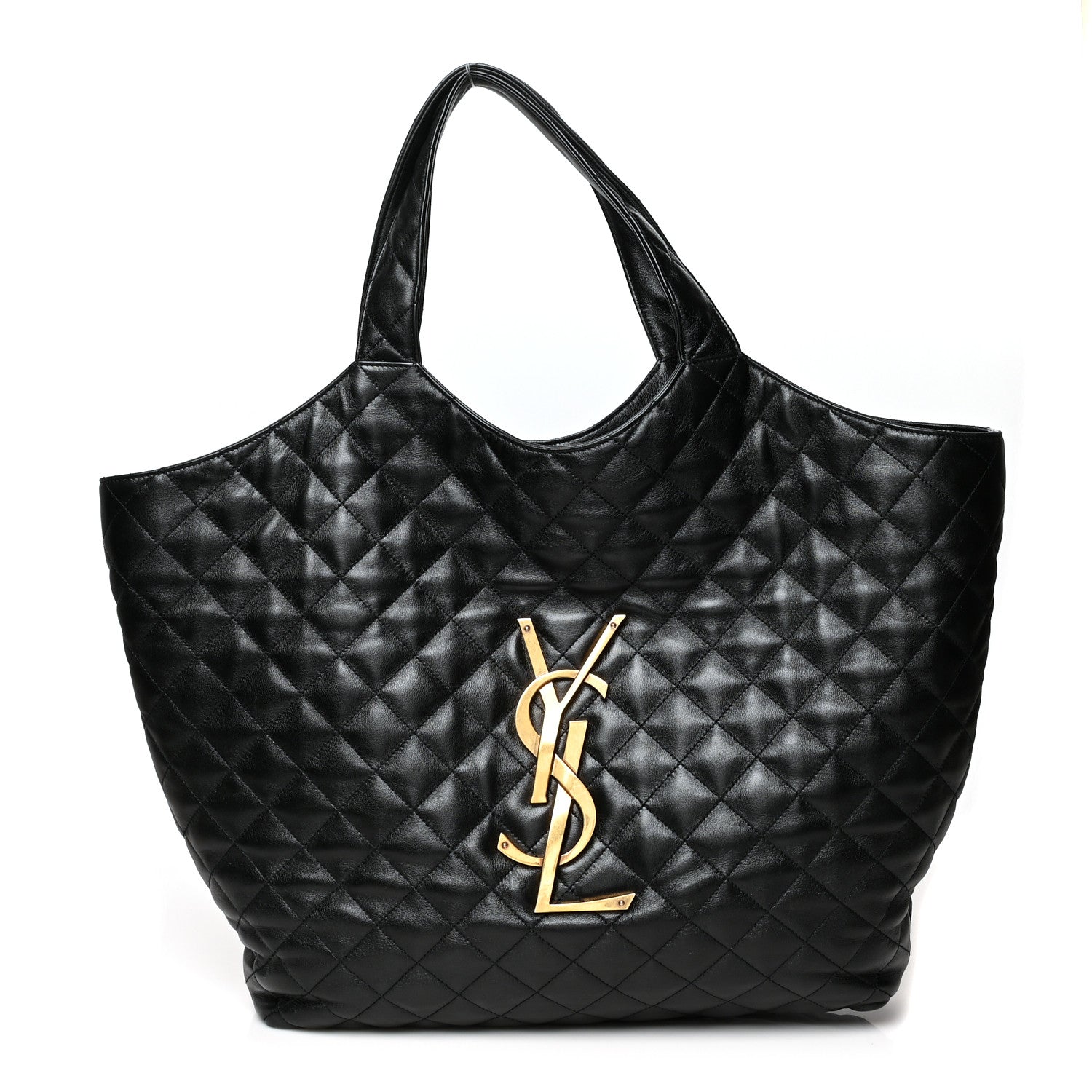 Saint Laurent Lambskin Quilted Maxi Icare Shopping Tote Black 3 of 20